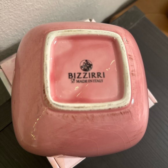 Bizzirri Made In Italy Italian Ceramic Square Bowl-Pink - Picture 5 of 6
